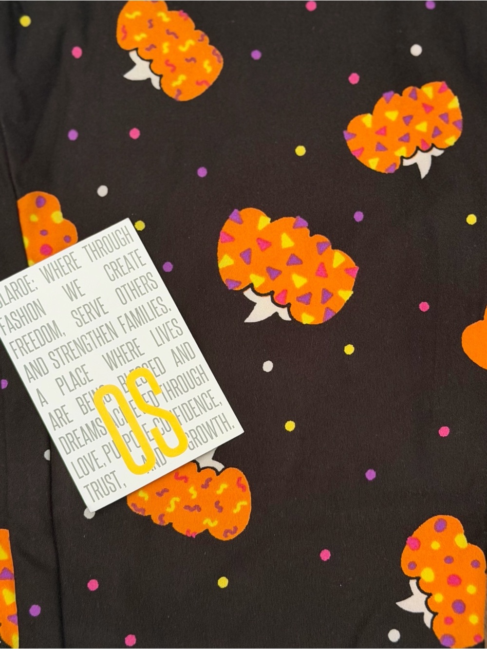 LuLaRoe Black Leggings with Orange Pumpkin Print